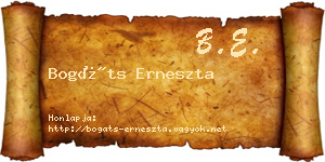 Bogáts Erneszta névjegykártya